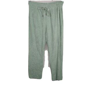 WAYF '98 Terry Pants Women Size L Sage Green Pull-on Drawstring Straight NEW